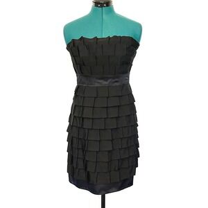 Phoebe Couture Black Strapless Ruffle‎ Tiered Fit Flare Cocktail Dress Size 2